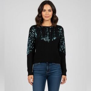 Spice Of life 80s/90s Black Silk /Angora Blend Sequin Women's Sweater